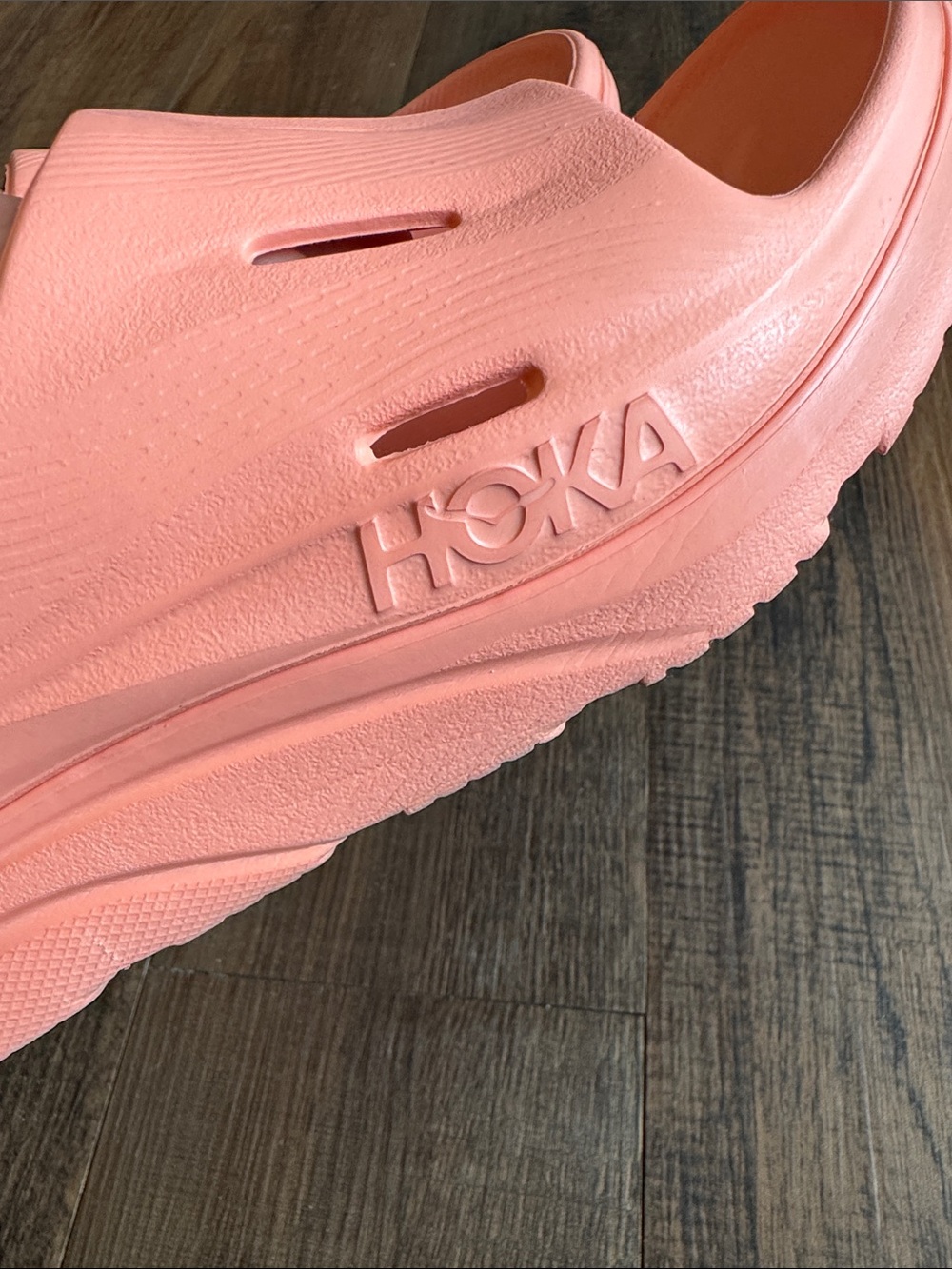 Hoka Coral/Orange Recovery Slide Sandals - Picture 2 of 11